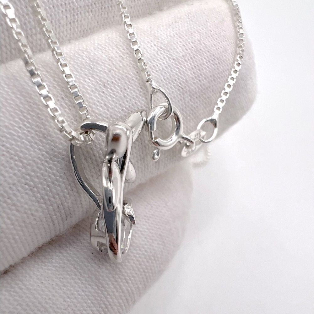 .925 Sterling Silver Dragonfly Necklace with Round Cz - Picture 11 of 14